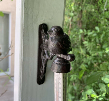 Metal Cast Iron Bird Wall Indoor Outdoor Thermometer Wall Mount. FREE SHIPPING - Artisticspacedecor